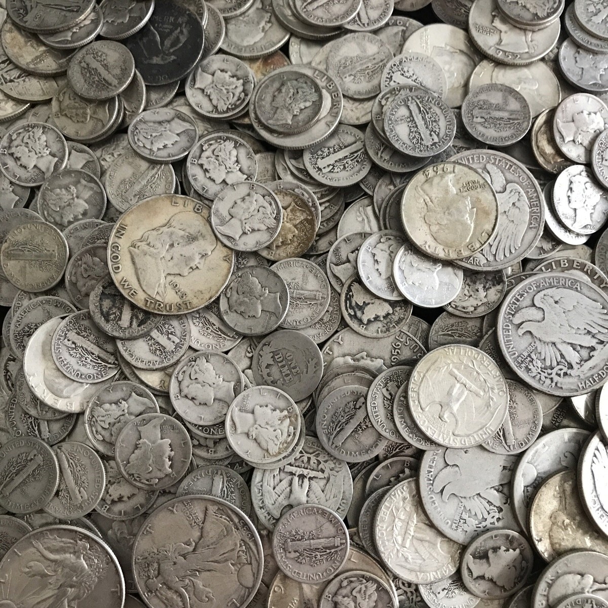 アメリカ 旧貨幣 銀貨 90%シルバー 5枚セット/SC-8 .00 FV in Old