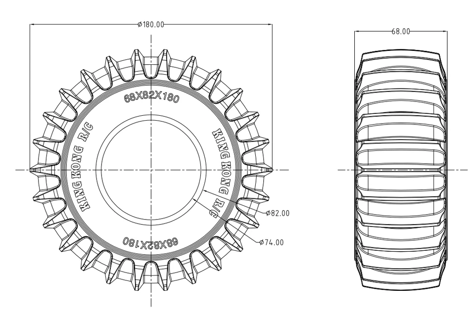 180mm All Terrain RC Wheels w/Tires for 1/6 1/8 Crawler/Off-road Climbing Truck - Image 4 of 4
