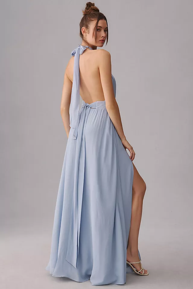 $378 BHLDN Reformation Andee Halter Maxi Dress in Light Blue 6 NEW B967 |  eBay