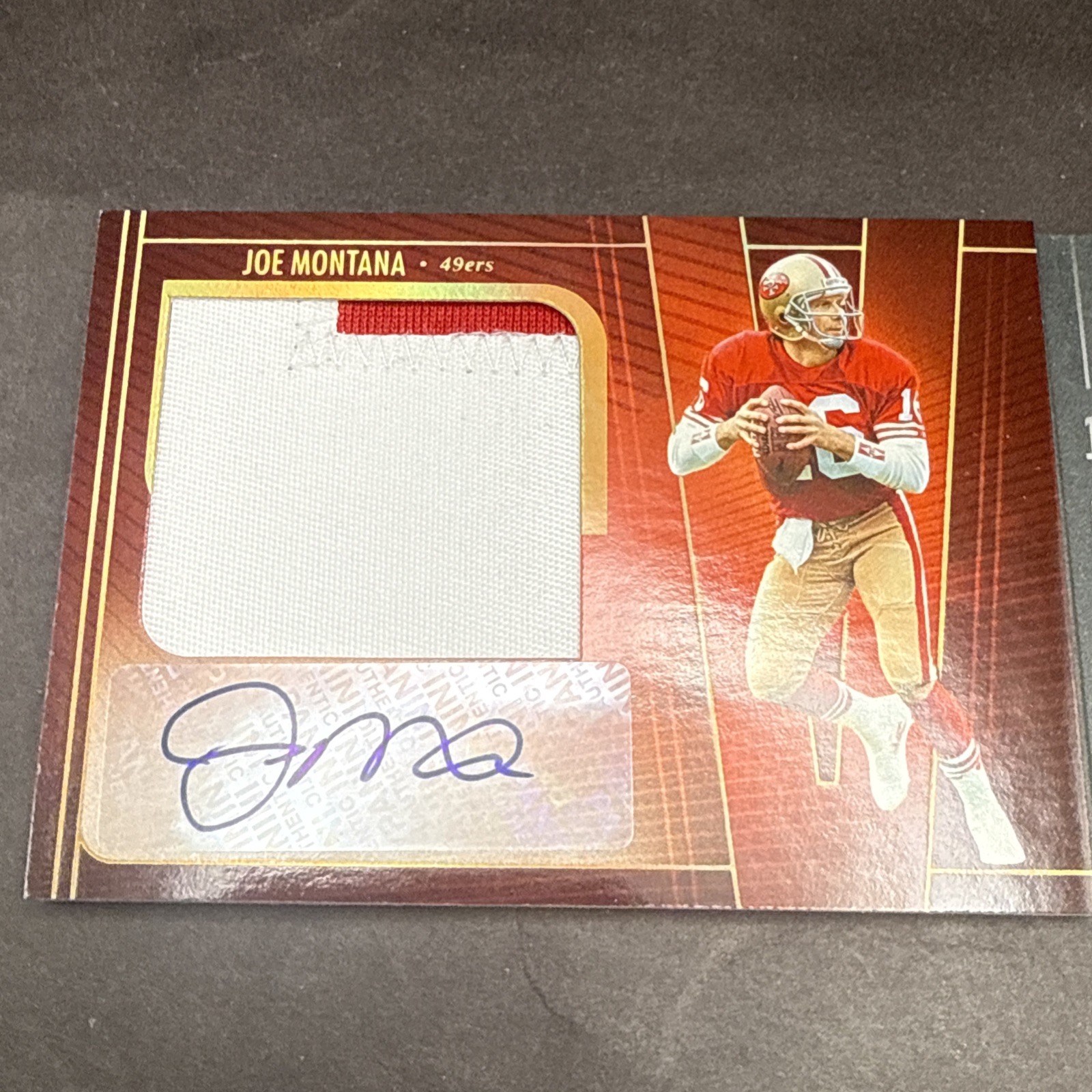 2025 Silhouette Joe Montana Boomer Esiason VS 1 on 1 Booklet Patch AUTO 3/25 TF1 view 2