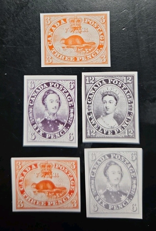 Canada Stamps #1-5 1851-1855 3p-12p Replica Album Place Holder Set