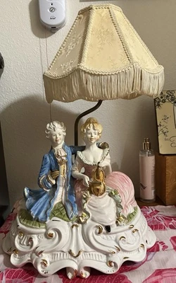 Vintage Italian Capodimonte Set Of Two Porcelain Man And Woman Lamps - Image 1 of 4