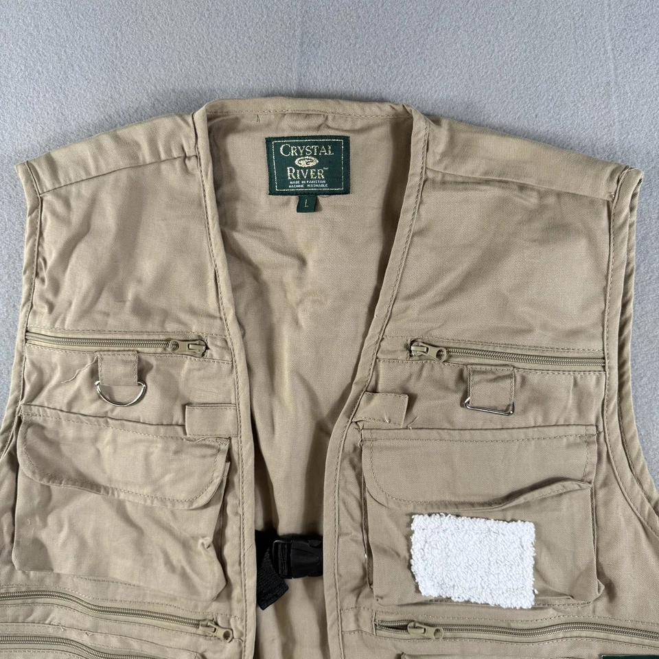 Chaleco utilitario Crystal River bronceado L pesca caza fotografía al aire libre carga Foto 3 de 4