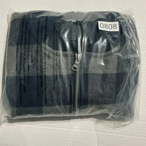 NovaMen Mens Navy Plaid Bomber Jacket M NWT image 11