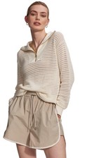 Varley Womens Billie Half Zip Knit Sweater Size M 100 Cotton Beige Tan