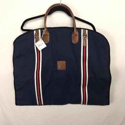 Brouk & Co Folding Travel Garment Bag Navy Red Stripe Briefcase Style New w/ Tag