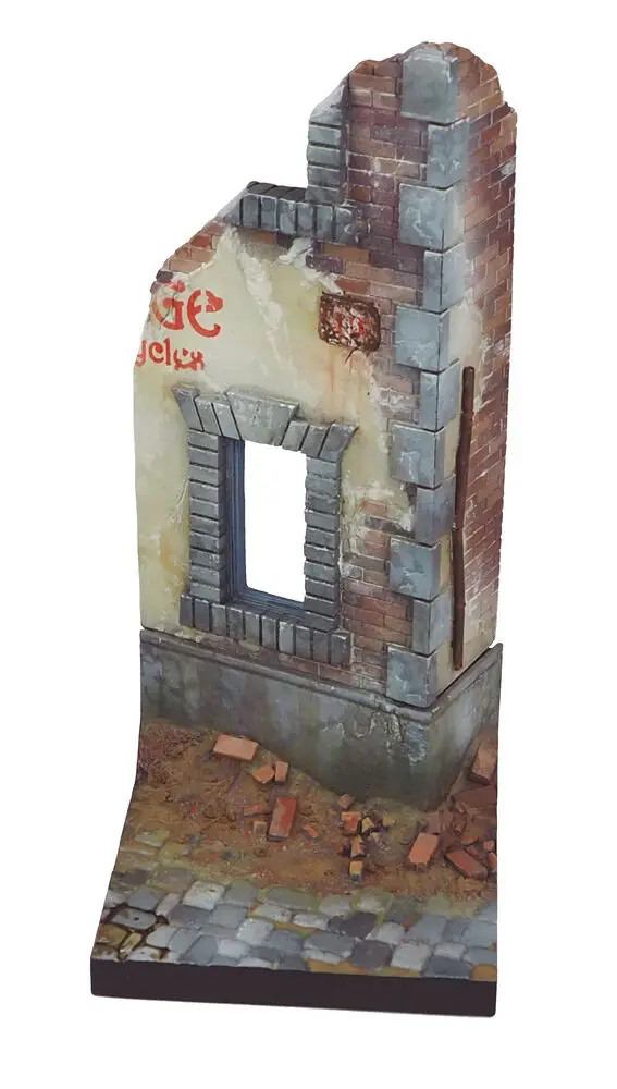 Coin de Rue en Ruine Vallejo SC009 Socle Prêt à Peindre pour Maquette 1/35