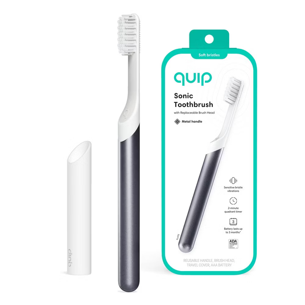 Quip Sonic Electric Metal Toothbrush Travel Case/Mount Water-Resistant Slate