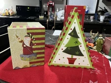 Set Of Two Christmas Holiday Boxes Home Decor Festive