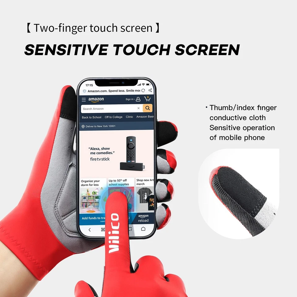 Cycling Gloves Touch Screen Full Fingers Mountain/Dirt Bike Gloves for Men Women - Image 3 of 4