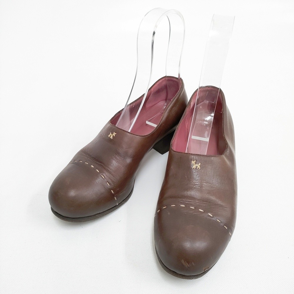 HENRY CUIR Leather dog embroidery size 36 Shoes/Shoes Brown 6