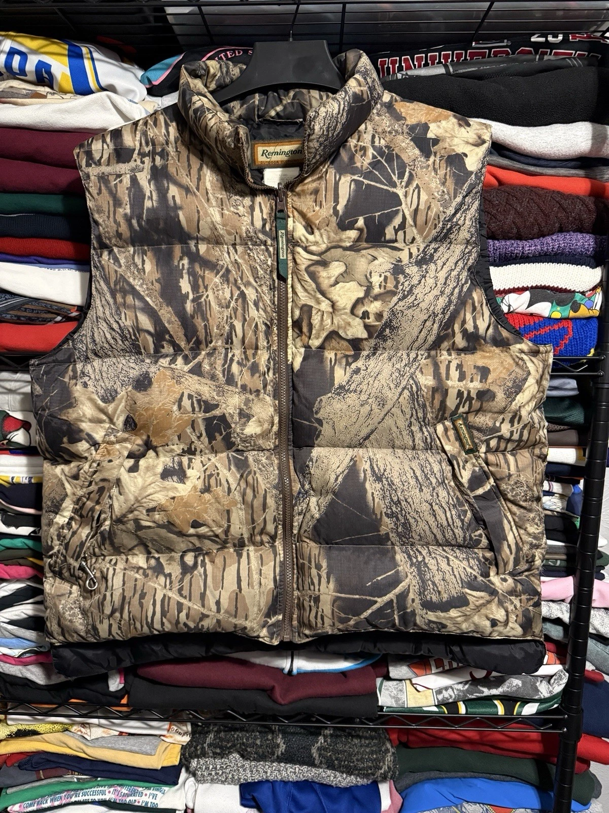 Remington Camo Down Puffer Vest Mens Large Brown Camouflage Insulated Zip Up
