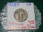 1928-D Standing Liberty 90% Silver Quarter – 90% Silver – VG- DENVER MINT