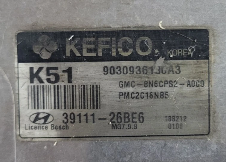 Модуль управления двигателем ECM 2008-2009 Hyundai Accent 39111-26BE6 1,6 л - Изображение 3 из 3