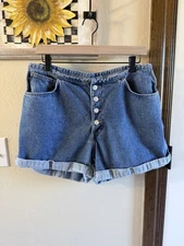 Gitano Women's Vintage Denim Shorts Sz 12 Button Fly Cuffed Medium Wash