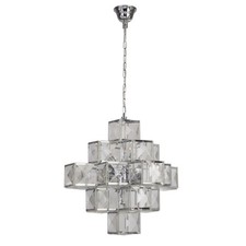 Image of 7 Lights Chrome Finish Ceiling Fitting Pendant Light with Acrylic Cubes Shade