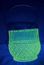 Antique Cut-Glass Diamond Pattern Ice Bucket (c. 1880–1915) uv glow