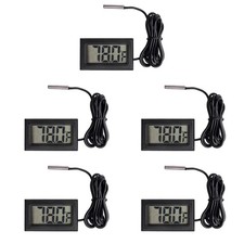 5Pcs Black Digital LCD Thermometer Temperature Monitor with External Probe