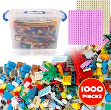 Liberty Imports 1000 PCS Bucket of Mini Building Bricks Playset with Base Pla