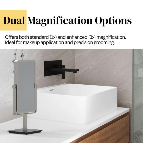 Aptations Mirror Image Rectangular Free Standing Mirror, Brushed Nickel - Image 2 of 4