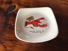 Vintage Ashtray Ceramic Maritime Lobster And Miniature Trap Trinket Dish