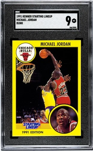 1991 Kenner Starting Lineup Michael Jordan Dunk Card (Jumping Figure) SGC 9