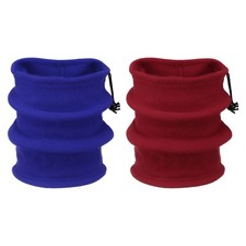1 Set Neck Warmer Winter Double Layer Fleece Neck Gaiter, Wine Red Sapphire Blue