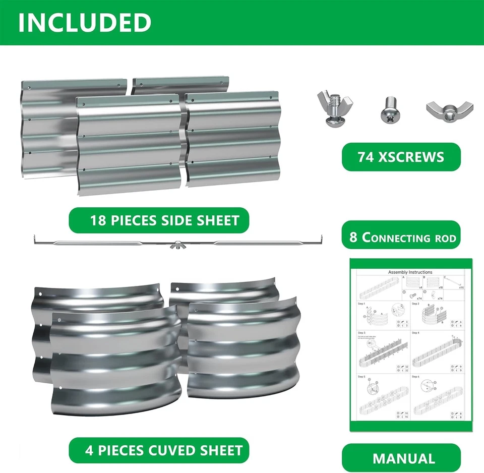 Galvanized Raised Garden Bed,Raised Garden Bed Kit-Oval Metal Flower Box, - Image 3 of 4