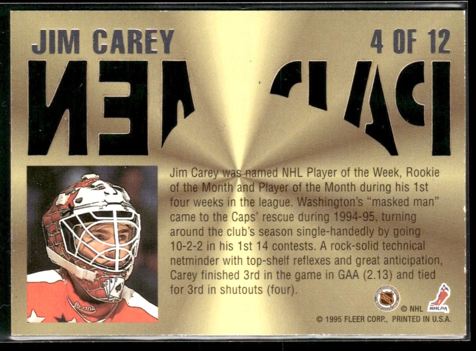 Almohadilla Fleer Ultra Premier 1995-96 para hombre #4 Jim Carey - Washington Capitals Foto 2 de 2