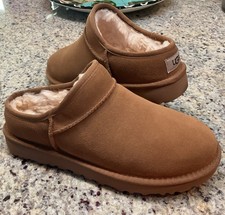 UGG Women s Sz 9 M Classic Slipper 'Chestnut' Suede 1108193 Wool MSRP 140