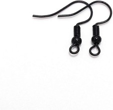 100Pcs Black 20 17mm Black Earring Hooks Hypo-allergenic Ear Wires Fish Hooks