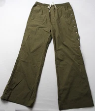 Mnml Men's Side Snap Oversized Baggy Fit Nylon Pants LB3 Olive Green Size 34