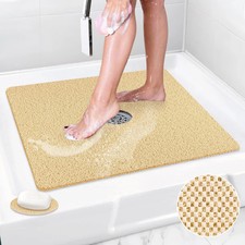 31x31 Inch Extra Large Square Shower Mat with Drain Hole Soft Loofah Drying Mat