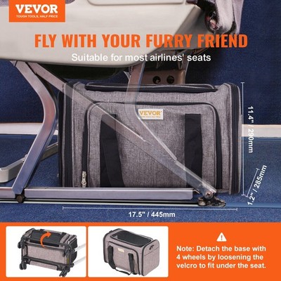 New Cat Carrier with Wheels, Airline Approved Rolling Pet Carrier with Telescop