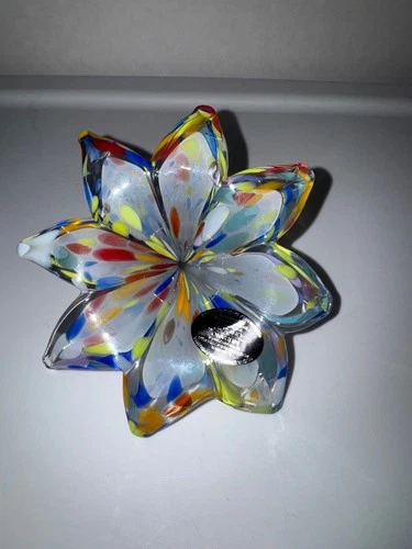 Murano Art Glass Rainbow Flower Freestanding Beautiful Delicate Decor