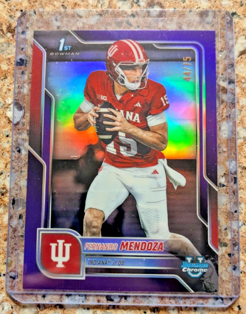 2025 Bowman University Chrome - Fernando Mendoza #109 Purple Refractor /75 (RC)