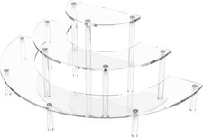 3 Tier Acrylic Display Risers Half Moon Cupcake Stand Clear Perfume Organizer...
