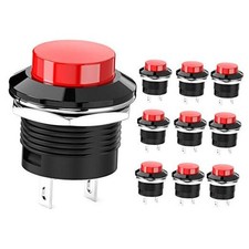 Momentary Push Button Switch Mini No Lock Round Switch AC 250V / 3A AC Red Cap
