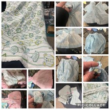 Vintage Baby Clothing Blanket Lot Heirloom Dress Bunting Booties Quilt
