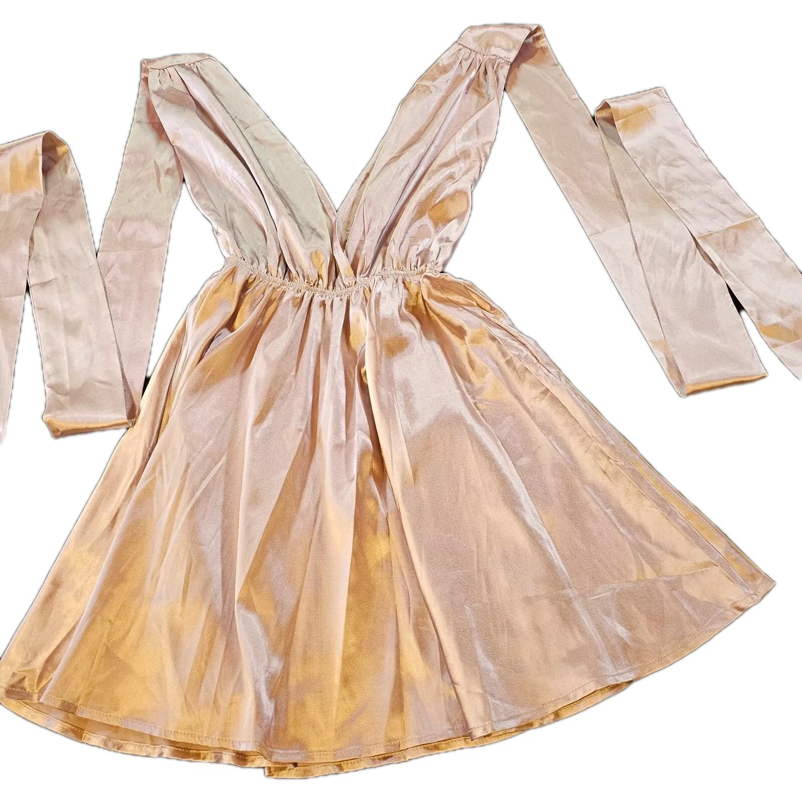 VALENTINO Abito donna tg m A Line scollo a V senza maniche corto mini blush convertibile