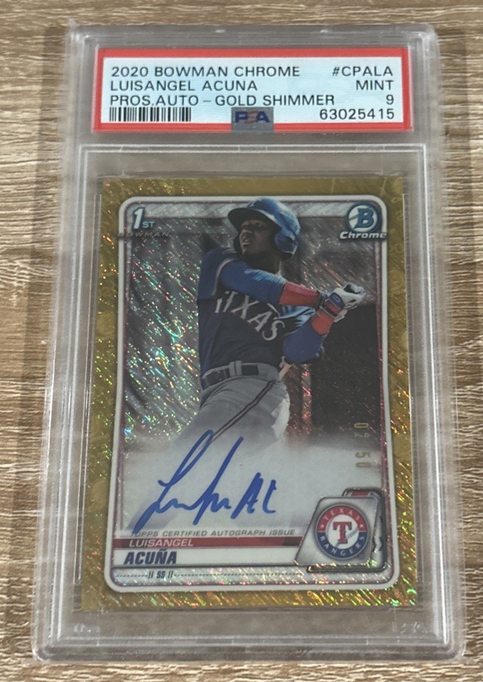 2020 Bowman Chrome Luisangel Acuna 1st Bowman Gold Shimmer Auto /50 PSA 9