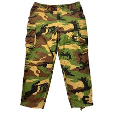 Army Navy Woodland Camo Cargo Pants Mens 42x31 BDU Military Adjustable Waist