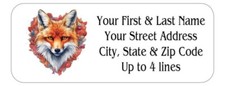 150 Red Fox Heart Shaped Return Address Labels Personalized 1 x 2 5/8