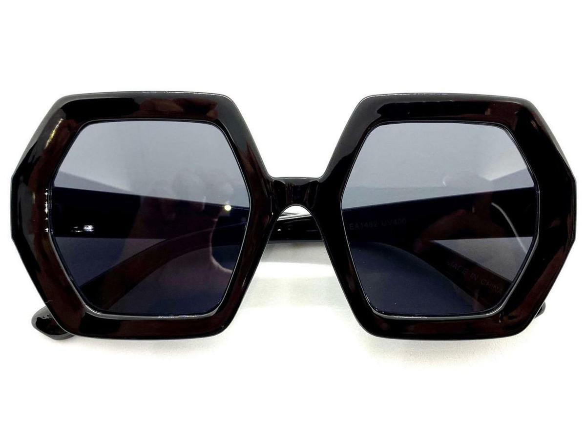 Oversized Exaggerated Retro Style SUNGLASSES Large Black 