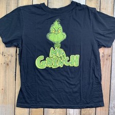 Mr Grinch T-Shirt Mens Size M Black Dr Seuss