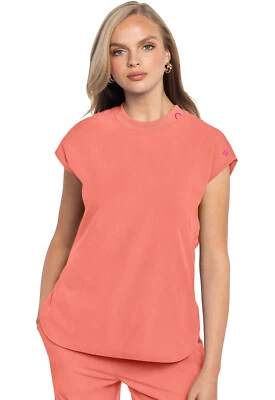 Coral Fusion Med Couture AMP Scrub Round Neck Top MC703 CRFU - Image 1 of 4