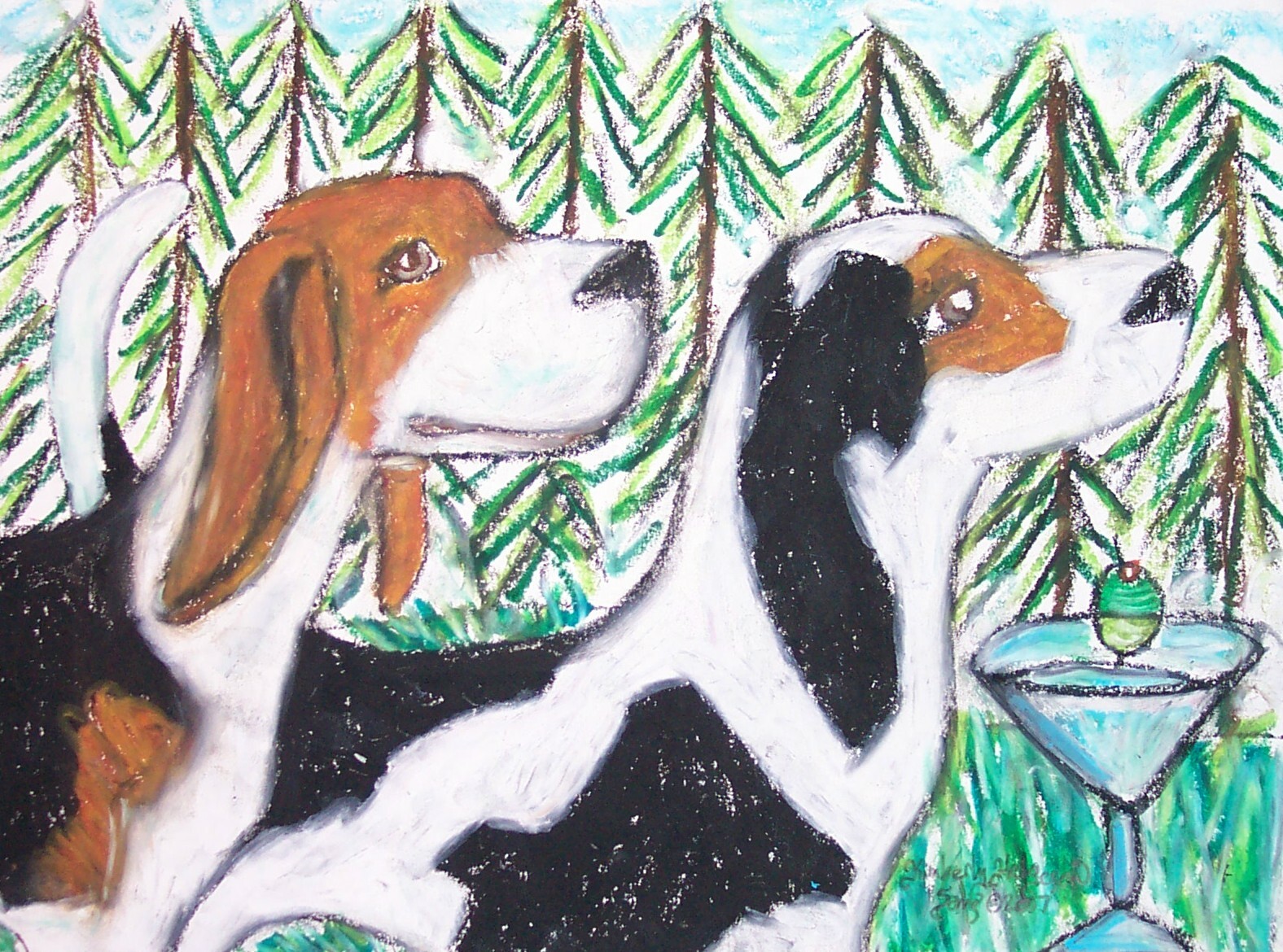 Treeing Walker Coonhound 11 x 14 Dog Art Print by Artist KSams | eBay