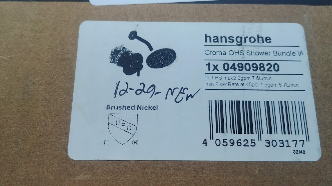Hansgrohe 04909820 Croma 220 1-Spray Shower Faucet with Shower Arm in Brushed Ni