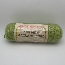 Vintage Macrame Polytex Knitted 4 Green Cord Rope Yarn 100 Yd Craft NIP
