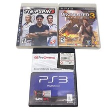 PS3 Lot of 3 games Uncharted 3 Top Spin 3 Sonics Ultimate Genesis Collection